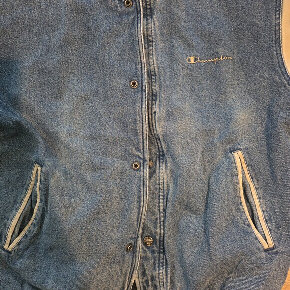 Vintage Champion 90s denim varsity bomber jacket - M - Picture 4 of 12